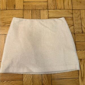 Topshop Cream Textured Mini Skirt